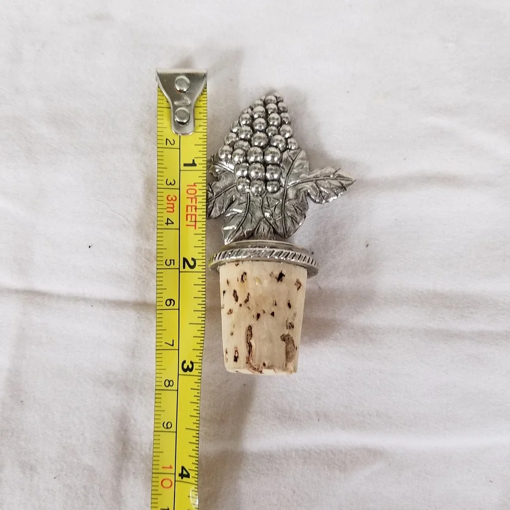 Wine Bottle Stopper Silver New Grape Cluster leaves Metal Cork barware Tuscan